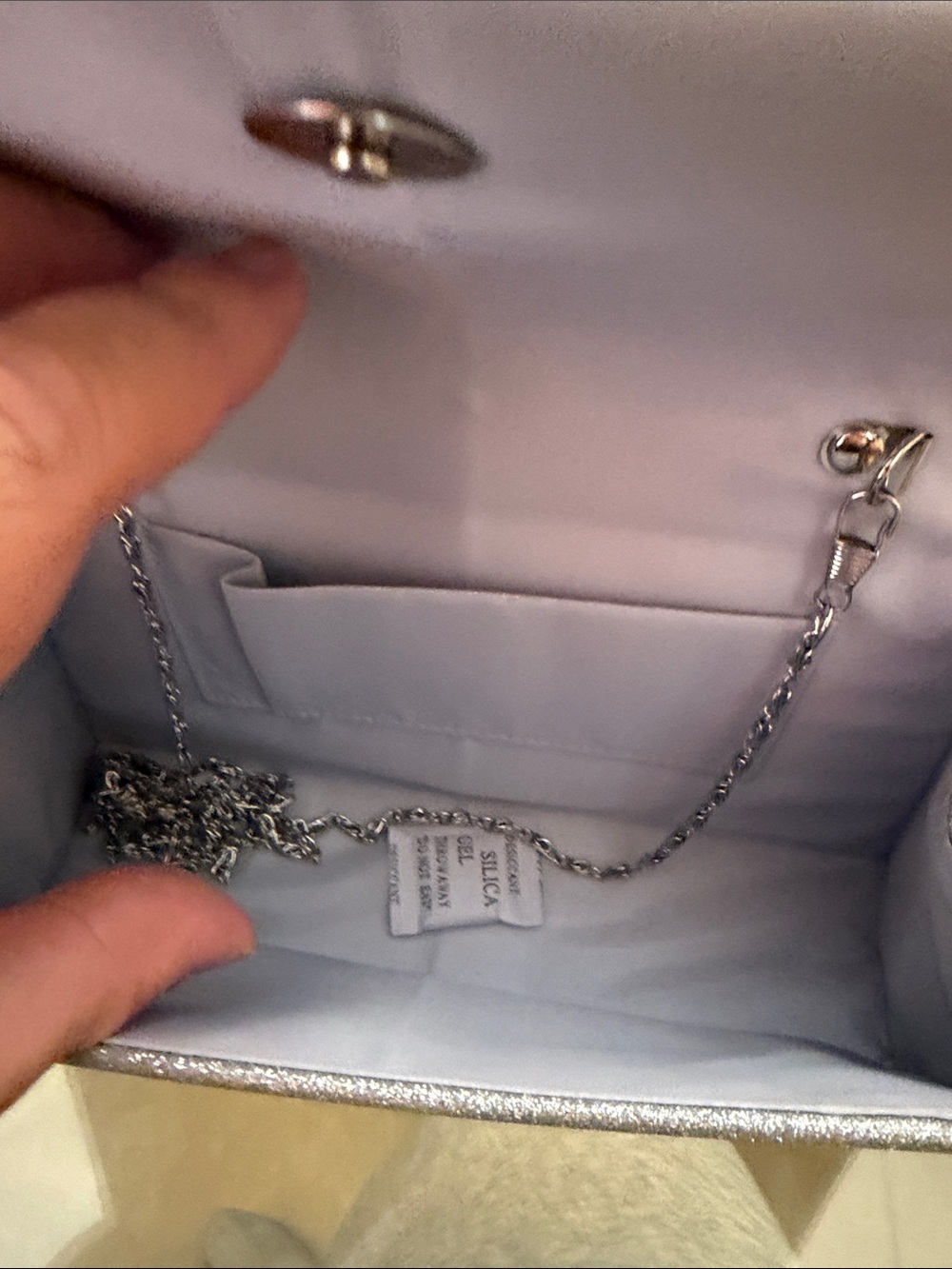 Silver Rhinestone Top-Handle Clutch - Picture 3 of 6